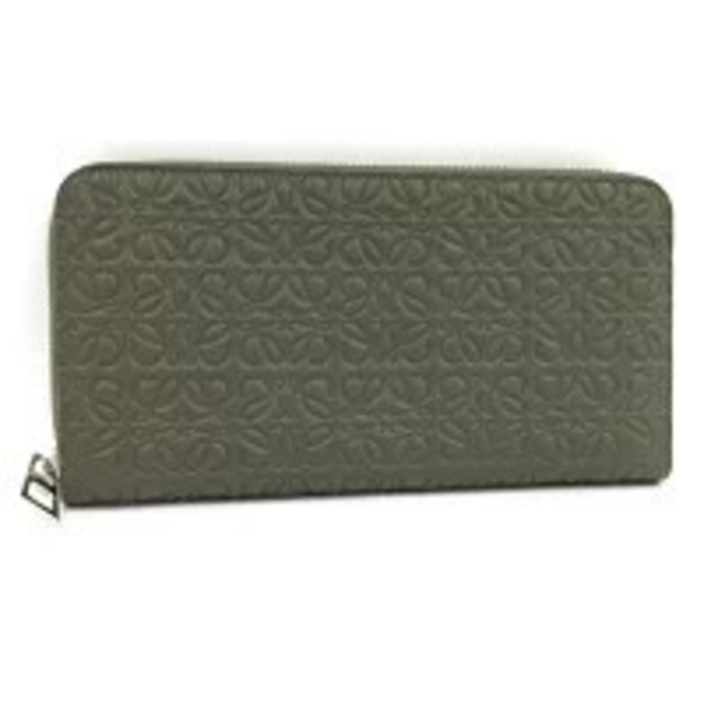 Loewe Round Zip Long Wallet Gram Leather Green